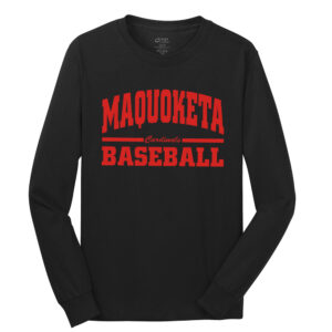 Maq Baseball Unisex Cotton Long Sleeve Tee-Black