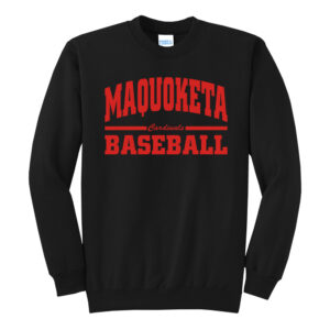 Maq Baseball Unisex Fleece Crewneck Sweatshirt- Black