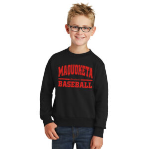 Maq Baseball Youth Fleece Crewneck Sweatshirt-Black