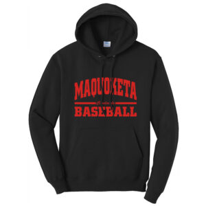 Maq Baseball Unisex Fleece Hooded Sweatshirt-Black