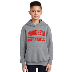 Maq Baseball Youth Fleece Hooded Sweatshirt-Athletic heather