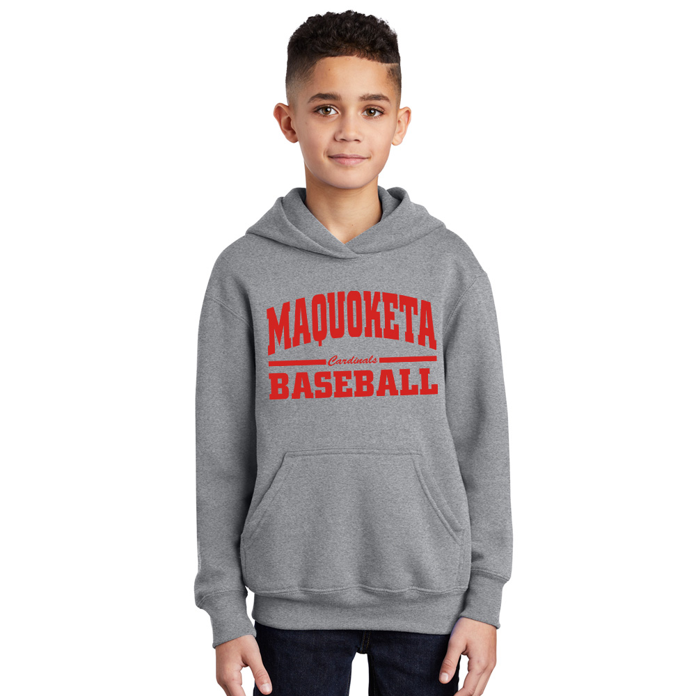 Maq Baseball Youth Fleece Hooded Sweatshirt-Athletic heather