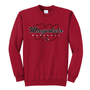 Maq Baseball Unisex Fleece Crewneck Sweatshirt-Red