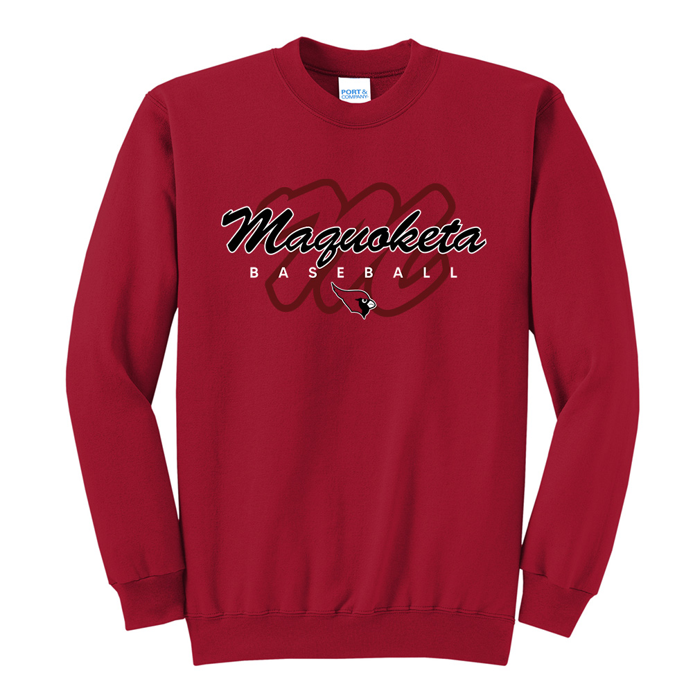 Maq Baseball Unisex Fleece Crewneck Sweatshirt-Red