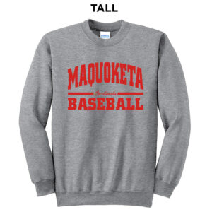 Maq Baseball Tall Fleece Crewneck Sweatshirt-Athletic Heather