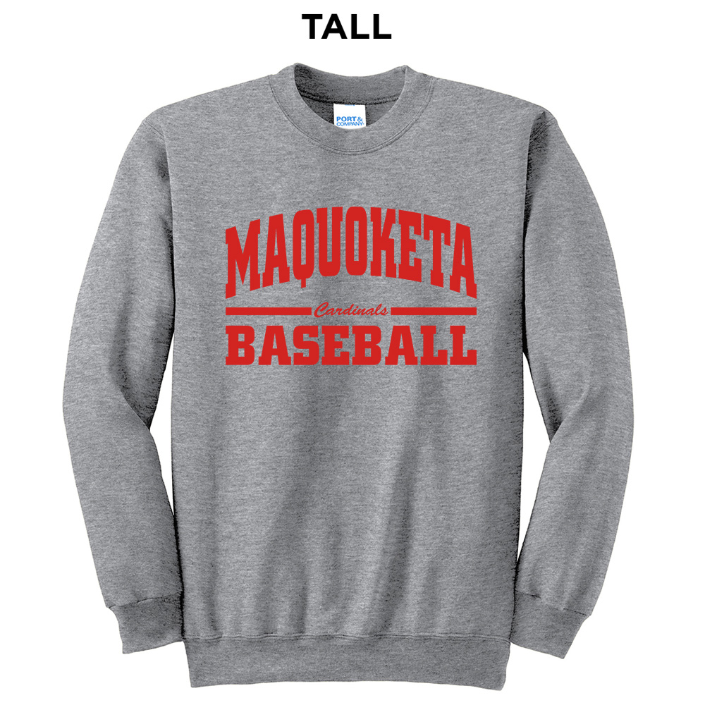 Maq Baseball Tall Fleece Crewneck Sweatshirt-Athletic Heather