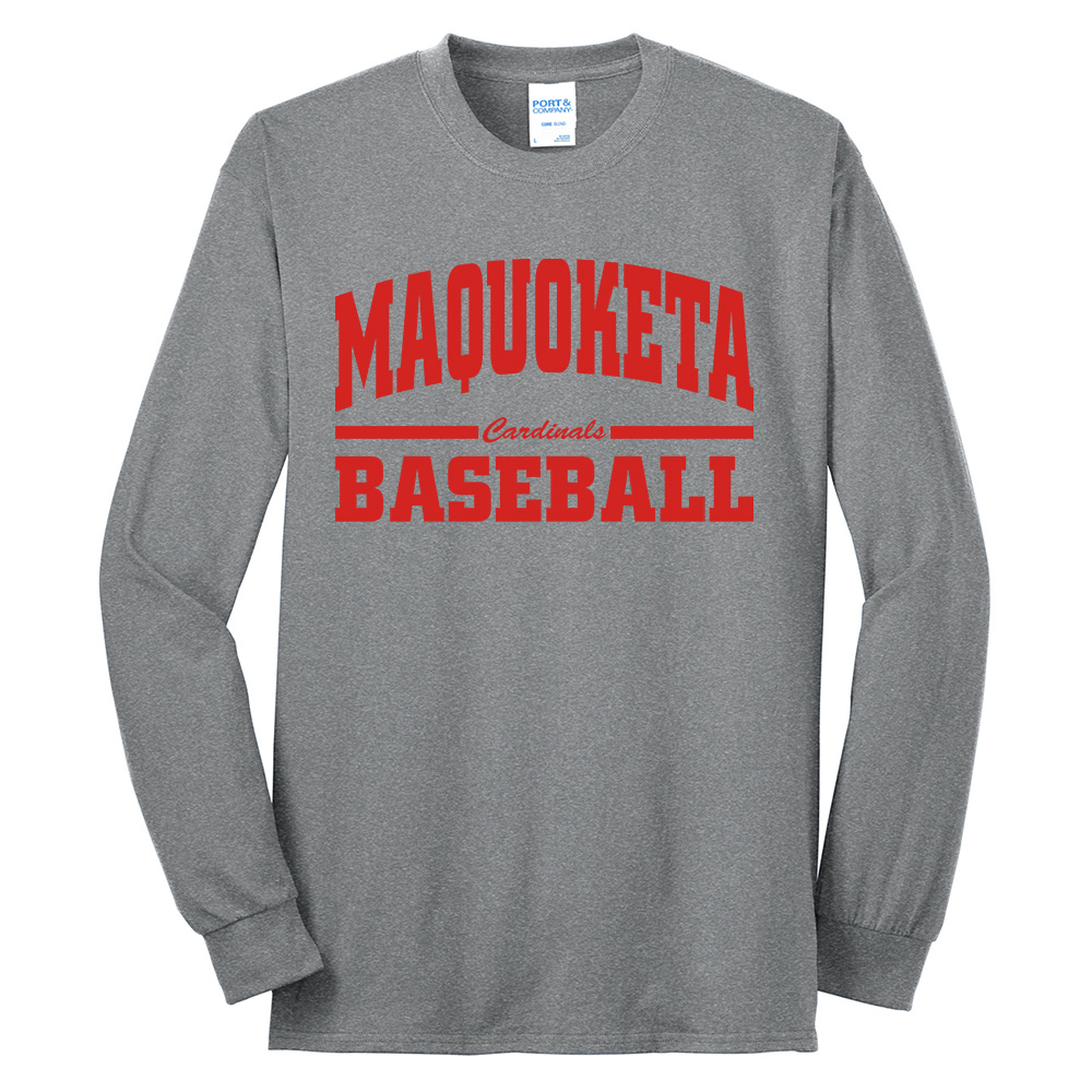 Maq Baseball Unisex Cotton Long Sleeve Tee-Athletic Heather