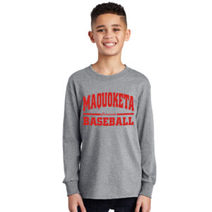 Maq Baseball Youth Cotton Long Sleeve Tee- Athletic Heather