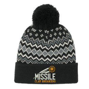 Missile Clay Breakers Trap Port Authority Alpine Pom Beanie-Deep Black/Gusty Grey