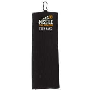 Missile Clay Breakers Trap Carmel Towel Company Waffle-weave microfiber Tri-Fold with carabiner-Black