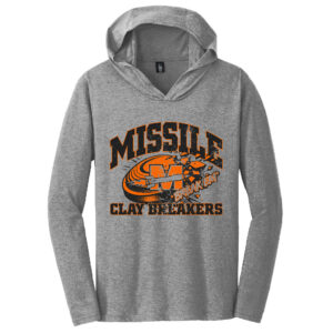 Missile Clay Breakers Trap District Made Mens Perfect Tri Long Sleeve Hoodie Tee- Grey Frost