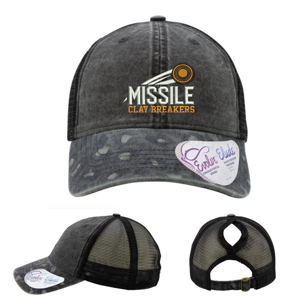 Missile Clay Breakers Trap Infinity Her Women's Printed Visor with Mesh Back Cap-Black Leopard