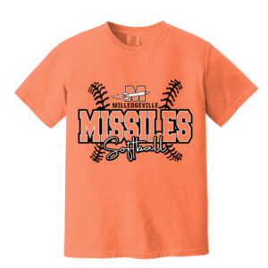 Milledgeville Softball Comfort Colors Pigment Dyed Short Sleeve Shirt Unisex-Melon