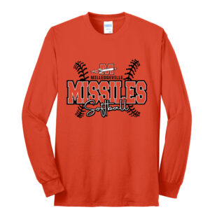 Milledgeville Softball Unisex Cotton Long Sleeve Tee-Orange