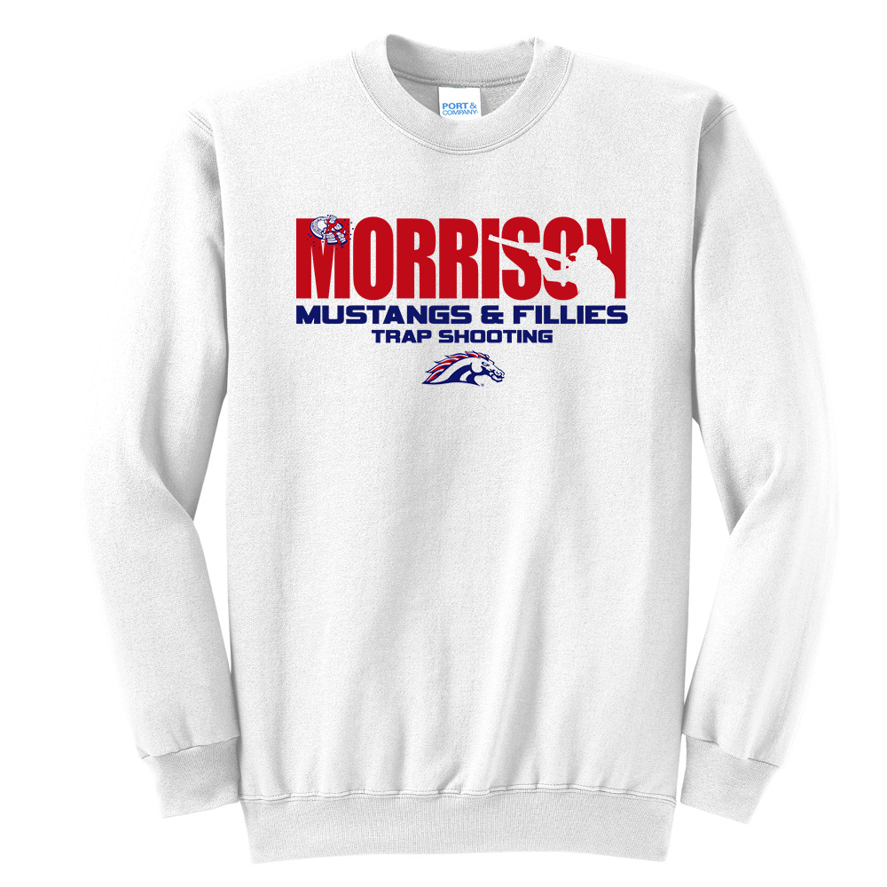 Morrison Trapshooting Unisex Core Fleece Crewneck Sweatshirt-White