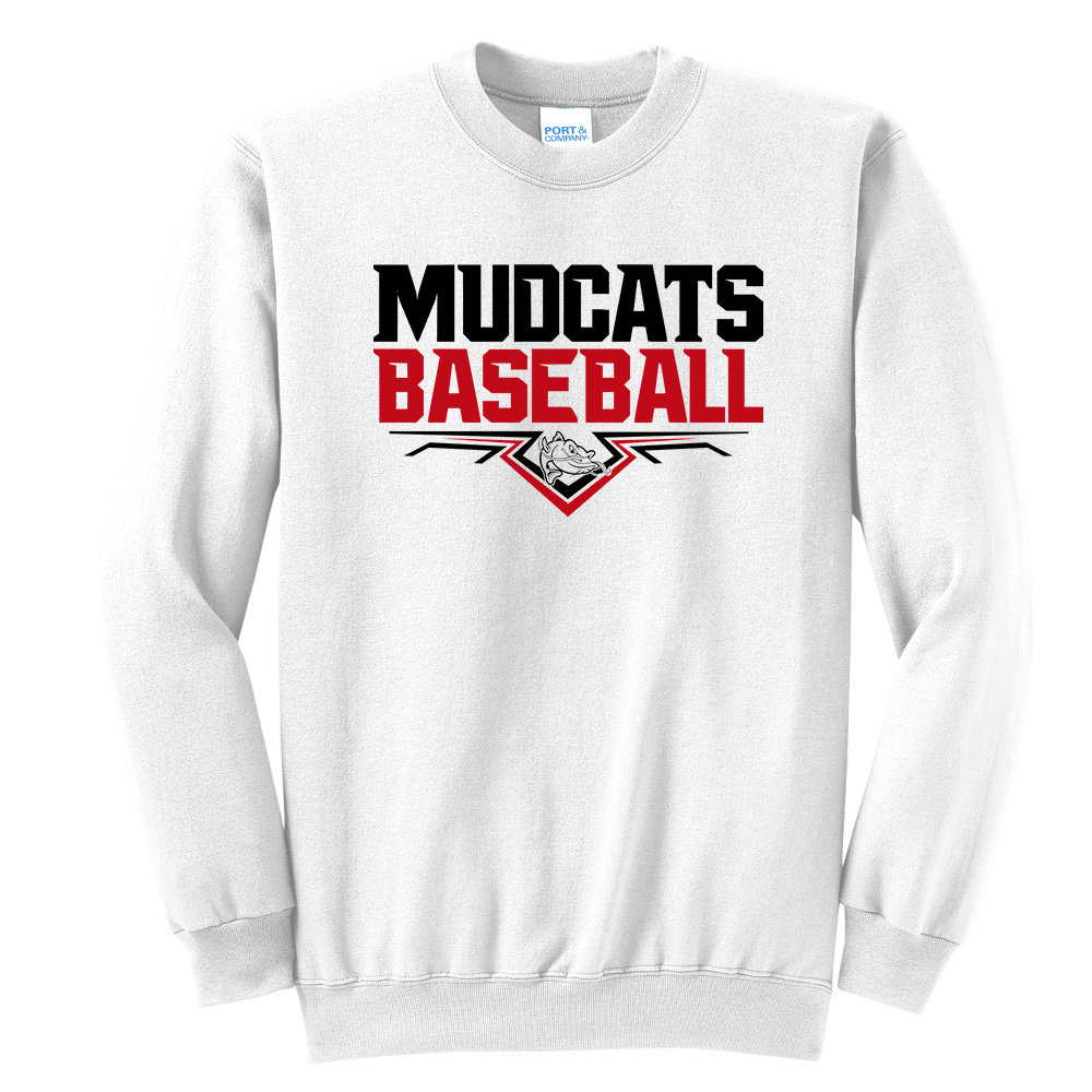 Mudcats BB Unisex Fleece Crewneck Sweatshirt-White