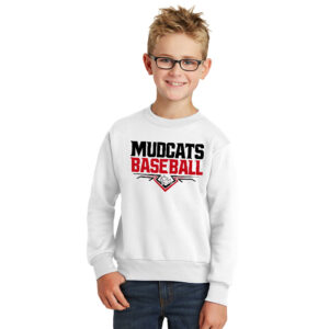 Mudcats BB Youth Fleece Crewneck Sweatshirt-White