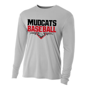 Mudcats BB Adult Cooling Performance long sleeve Crew Tee-Silver