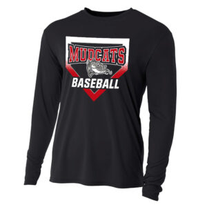 Mudcats BB Adult Cooling Performance long sleeve Crew Tee- Black