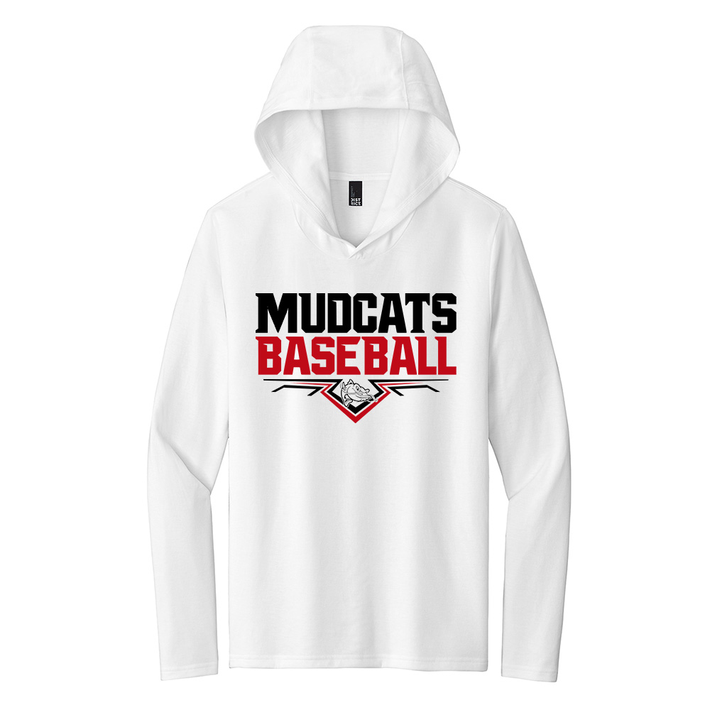 Mudcats BB District Made Mens Perfect Tri Long Sleeve Hoodie-White