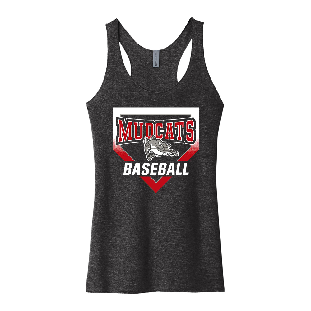 Mudcats BB Next Level Women's Triblend Racerback Tank-Vintage Black