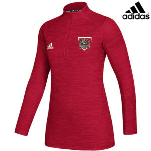 Mudcats BB Adidas Ladies Game Mode long sleeve performance 1/4 zip pullover – Power Red Melange (XS, S, 2x)