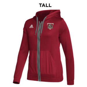 Mudcats BB Adidas TEAM ISSUE Women’s TALL Full zip Hooded fleece -Power Red (medium tall)