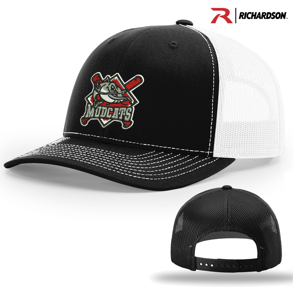 Mudcats BB Richardson Pro Crown Mesh Back Adjustable back cap Split- Black/White