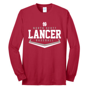 NS Baseball Unisex Cotton Long Sleeve Tee-Red