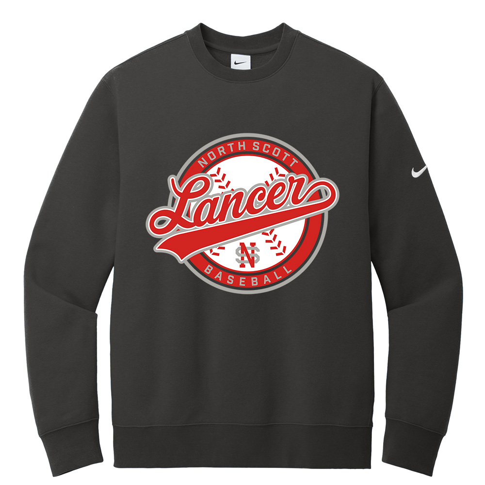 NS Baseball Nike Club Fleece Sleeve Swoosh Crew Adult-Anthracite