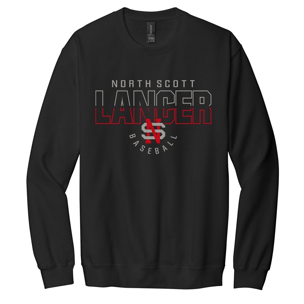 NS Baseball Gildan Unisex Softstyle Crewneck Sweatshirt-Black