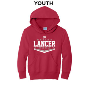 NS Baseball Youth Fleece Hooded Sweatshirt-Red