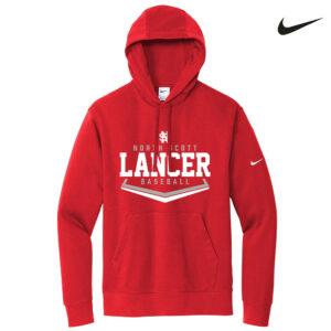 NS Baseball Nike Club Fleece Sleeve Swoosh Pullover Hoodie-Red