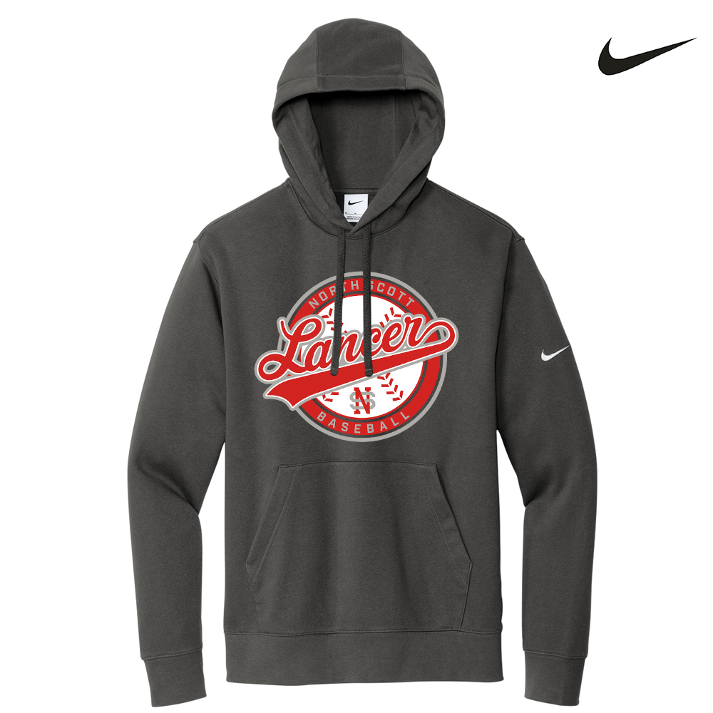 NS Baseball Nike Club Fleece Sleeve Swoosh Pullover Hoodie-Anthracite