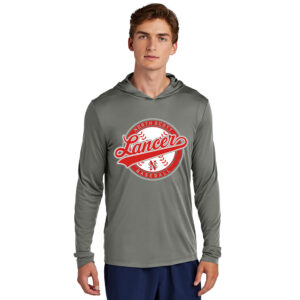 NS Baseball Sport Tek menb Posi UV Pro Long Sleeve Hoodie-Dark Smoke Grey