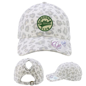 Boone Softball Club Infinity Her Women’s Garment-Washed Fashion Print Cap-Snow Leopard