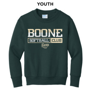 Boone Softball Club Youth Fleece Crewneck Sweatshirt-Dark Green