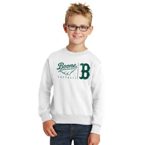 Boone Softball Club Youth Fleece Crewneck Sweatshirt-White