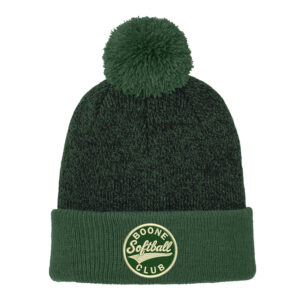 Boone Softball Club Sport-Tek Halftime Heather Pom Beanie-Forest Green Black