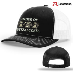 Order of Quetzalcoatl Richardson Pro Crown Mesh Back Adjustable back cap-Black/White