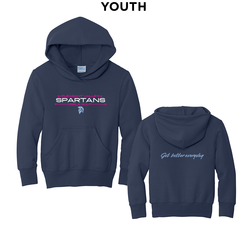PV Girls Golf Youth Fleece Hooded Sweatshirt-Navy