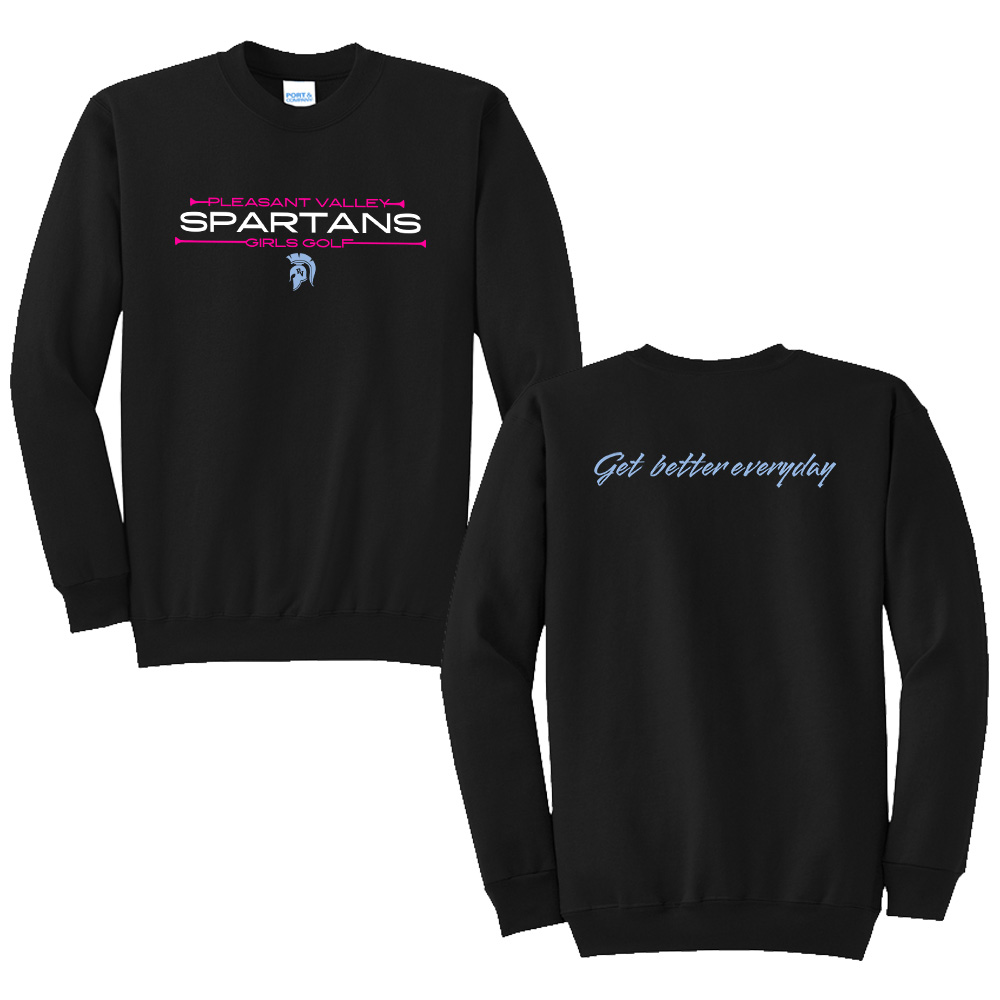 PV Girls Golf Unisex Fleece Crewneck Sweatshirt-Black