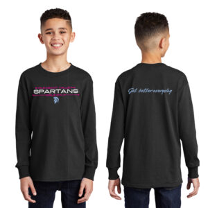 PV Girls Golf Youth Cotton Long Sleeve Tee-Black