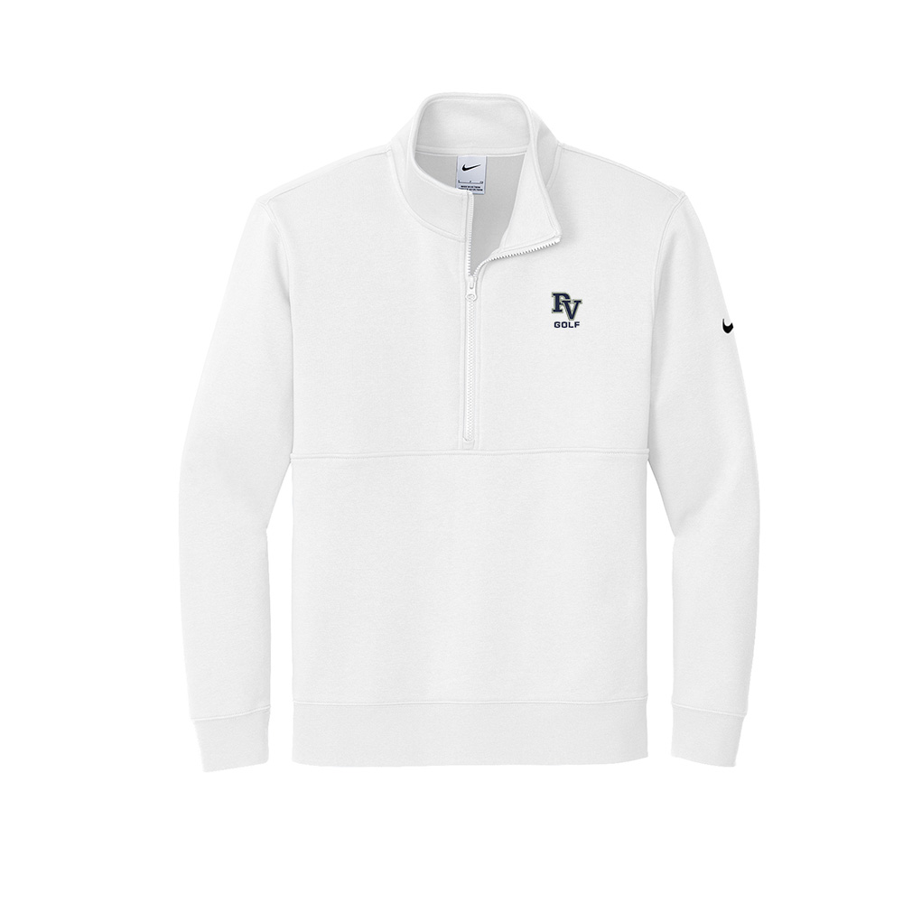 PV Girls Golf Nike Club Fleece Sleeve Swoosh 1/2-Zip-White