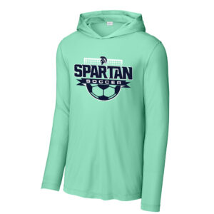 PV Soccer Sport-Tek Men Posi-UV Pro Long Sleeve Hoodie-Bright Seafoam