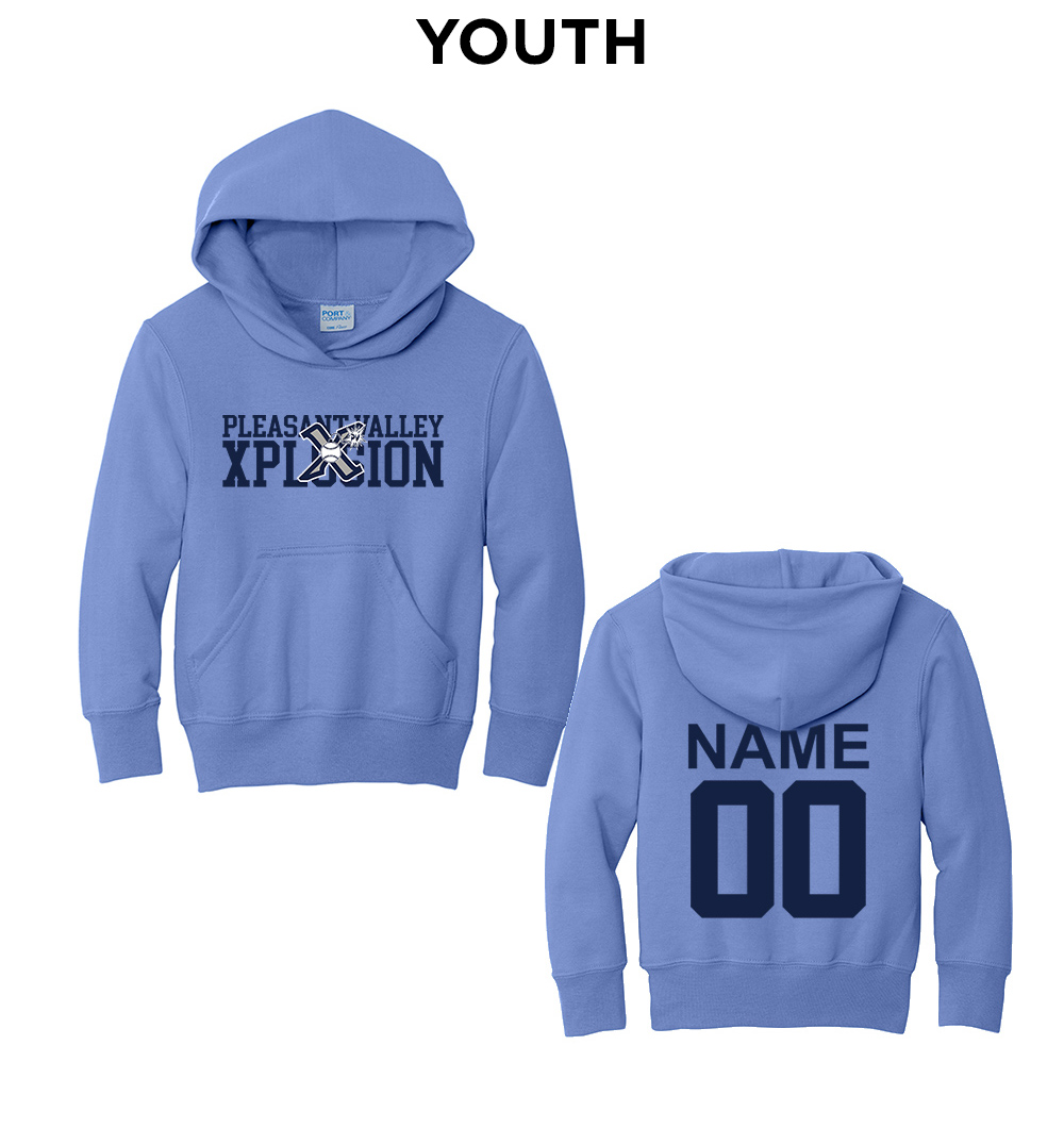 PV Xplosion Youth Classic Core weight Cozy Pullover Hooded Sweatshirt-Carolina Blue
