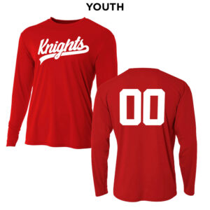 Knights Baseball Youth Cooling Performance long sleeve Crew Tee-Scarlet