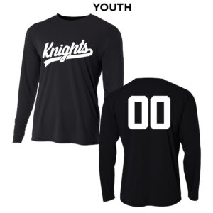 Knights Baseball Youth Cooling Performance long sleeve Crew Tee-Black
