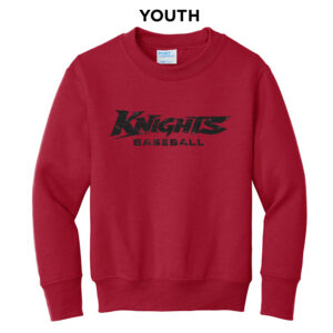 Knights Baseball Youth Fleece Crewneck Sweatshirt-Red
