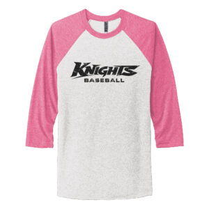 Knights Baseball Rah Rah Next Level Tr-Blend Baseball Raglan Tee Unisex-Vintage Pink/Heather White
